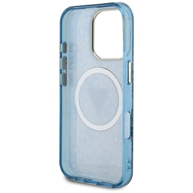Guess IML Metal Glitter 4G Circle Triangle MagSafe - Case for iPhone 16 Pro Max (blue)