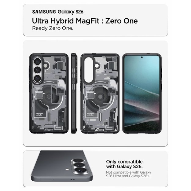 Spigen Ultra Hybrid Mag MagSafe - Case for Samsung Galaxy S26 (Zero One Black)