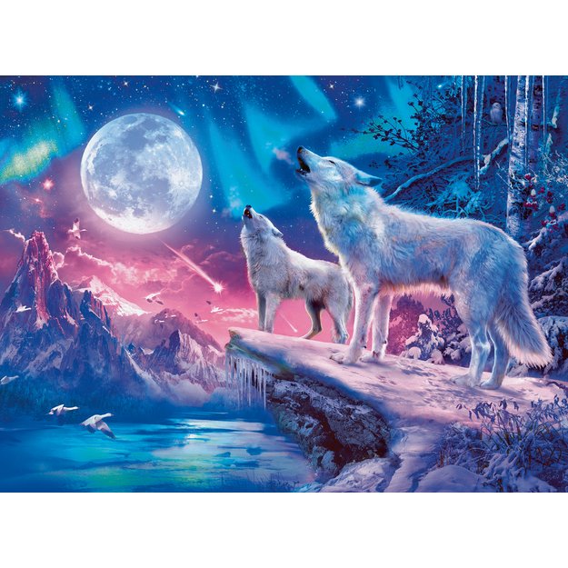 Ravensburger Glow In The Dark Puzzle 500 Pieces: Wolves In The Northern Lights