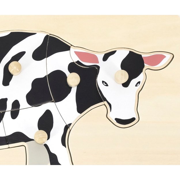 Children s wooden puzzle with handles Viga Cow