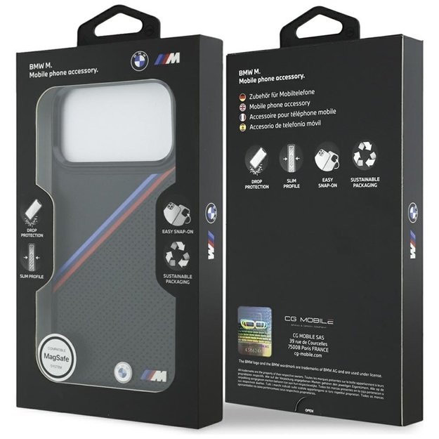 BMW M Tricolor Metal Logo MagSafe - iPhone 17 Pro Max Case (Black)
