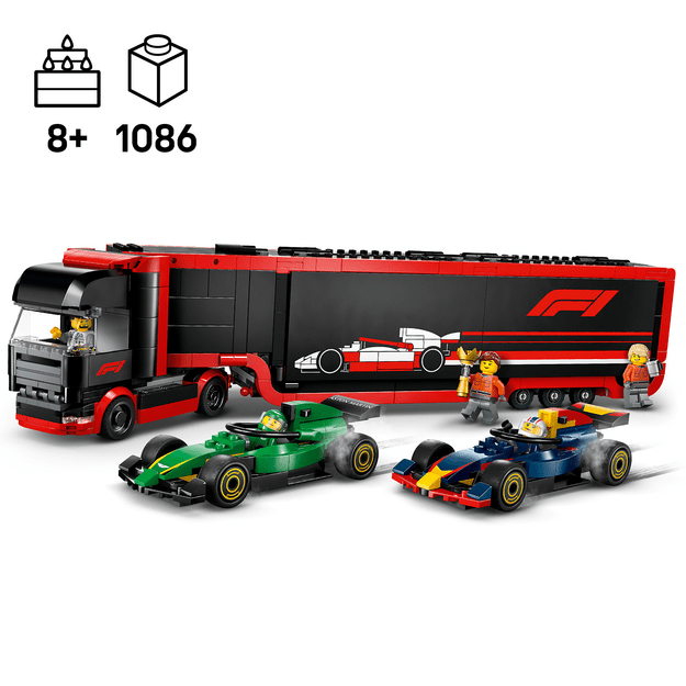 LEGO City F1 Truck with RB20 & AMR24 F1 Cars