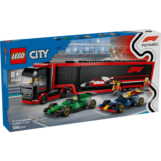 LEGO City F1 Truck with RB20 & AMR24 F1 Cars