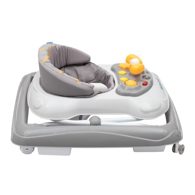 Baby Mix vaikštynė su vairu ir silikoniniais ratukais pilkos spalvos