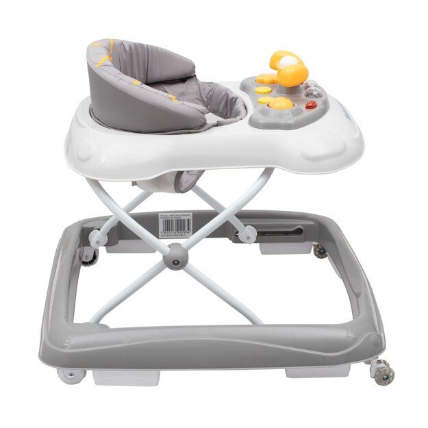 Baby Mix vaikštynė su vairu ir silikoniniais ratukais pilkos spalvos