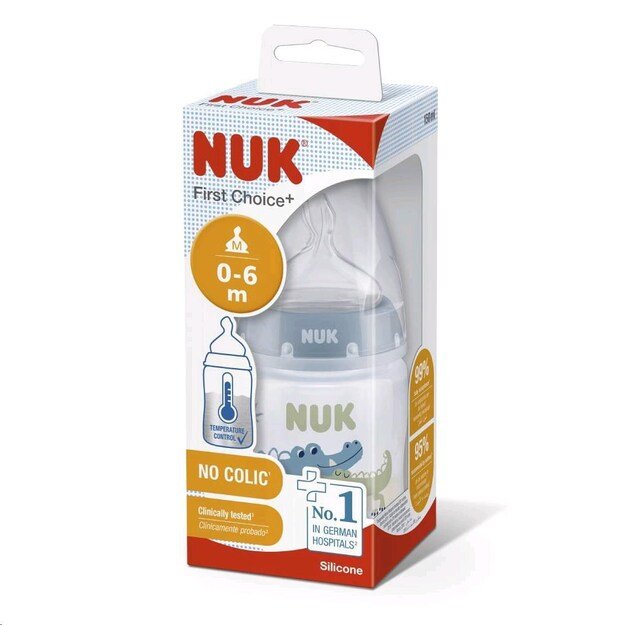 NUK First Choice Temperature Control Baby Bottle 150 ml mėlynas