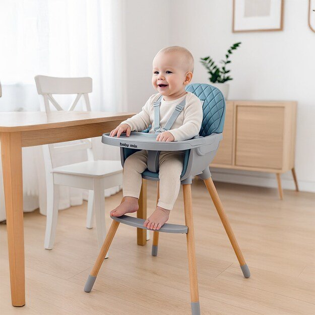 Valgomojo kėdė Baby Mix Freja medinė dulkėta žalia
