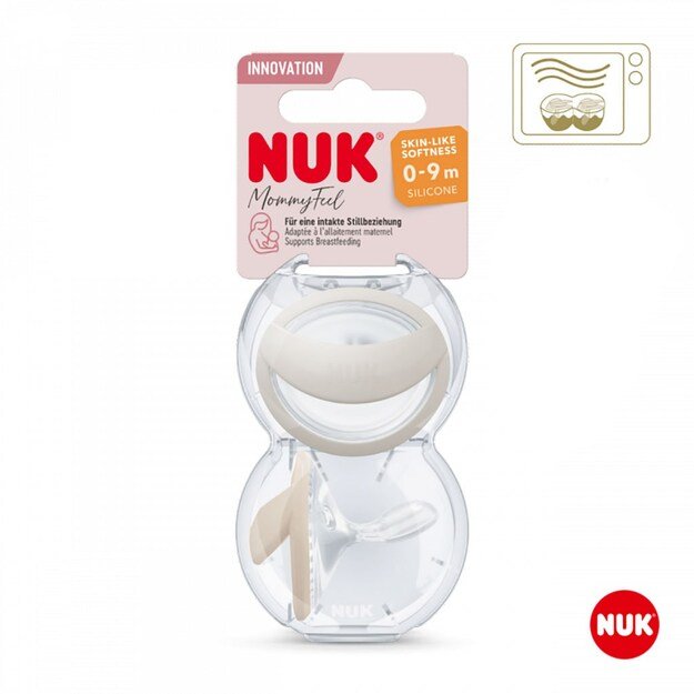 NUK MommyFeel Soother 0-9m 2 vnt mėlyna pilka