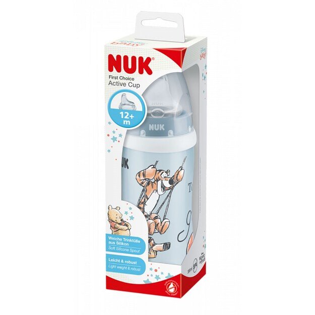 Buteliukas kūdikiui NUK Active Cup Disney Mikė Pūkuotukas 300 ml smėlio spalvos