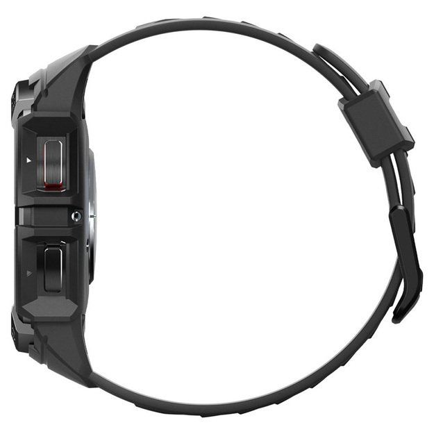 Spigen Rugged Armor Pro – dirželis + dėklas, skirtas Samsung Galaxy Watch 6 Classic 47 mm (juodas)