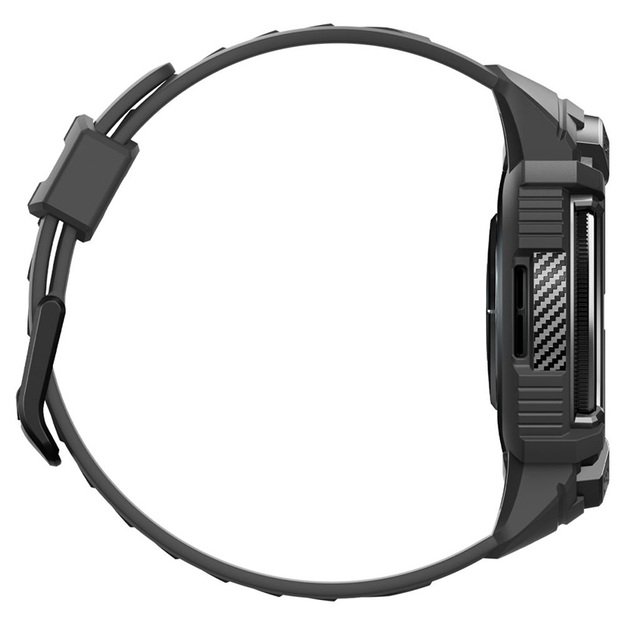 Spigen Rugged Armor Pro – dirželis + dėklas, skirtas Samsung Galaxy Watch 6 Classic 47 mm (juodas)