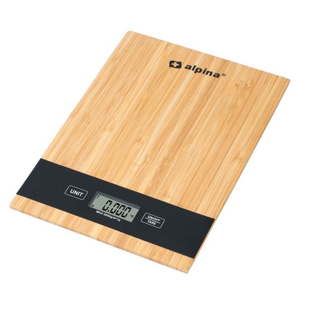 Alpina - Skaitmeninės bambukinės virtuvės svarstyklės 5 kg 1 Alpina - Skaitmeninės bambukinės virtuvės svarstyklės 5 kg 1