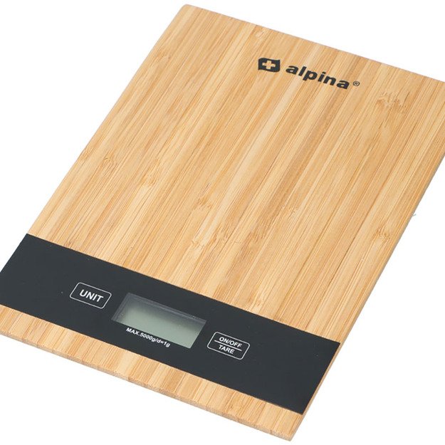 Alpina - Skaitmeninės bambukinės virtuvės svarstyklės 5 kg 2 Alpina - Skaitmeninės bambukinės virtuvės svarstyklės 5 kg 2