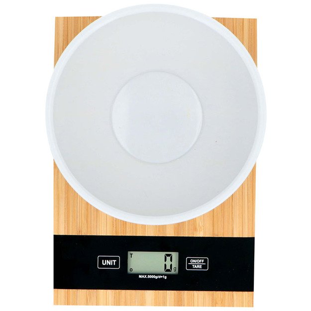 Alpina - Skaitmeninės bambukinės virtuvės svarstyklės 5 kg 4 Alpina - Skaitmeninės bambukinės virtuvės svarstyklės 5 kg 4