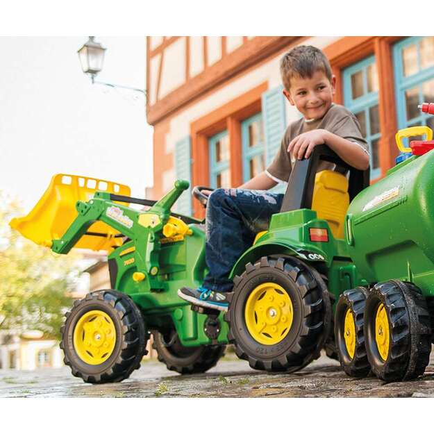 Pedalinis traktoriaus krautuvas Rolly Toys John Deere Farmtrac žalias