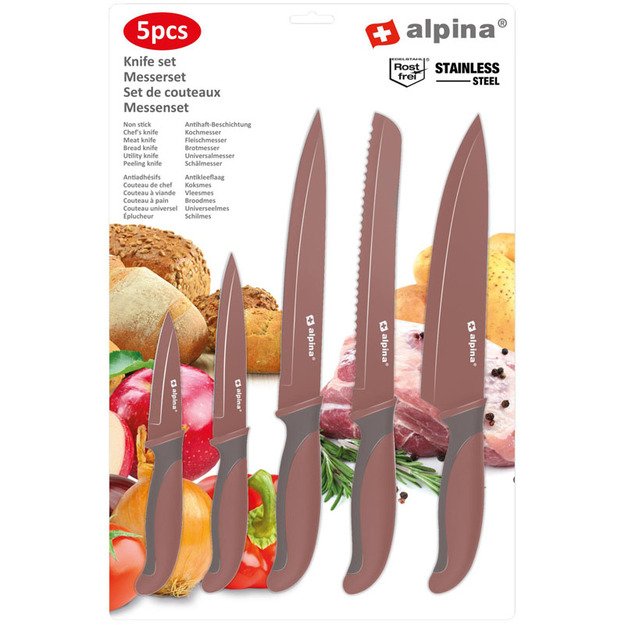 Alpina - nerūdijančio plieno peilių rinkinys (Burgundija) 10