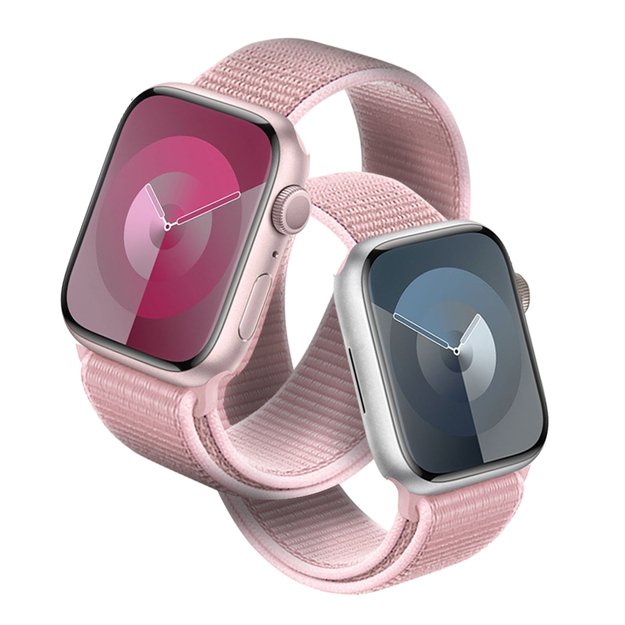 Crong Nylon – sportinis dirželis, skirtas Apple Watch 38/40/41/42 mm (pudrai rožinė)