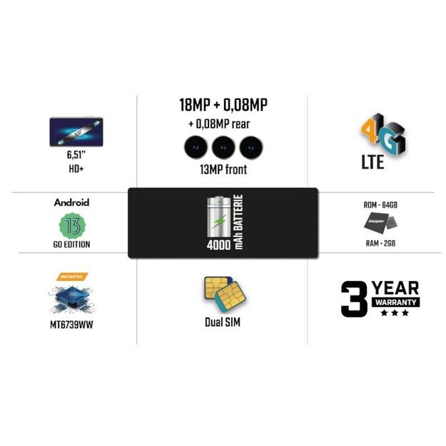 Energizer Ultimate U652S – išmanusis telefonas 2 GB RAM 64 GB 6,51 4G LTE Dvi SIM EU (juoda) 10