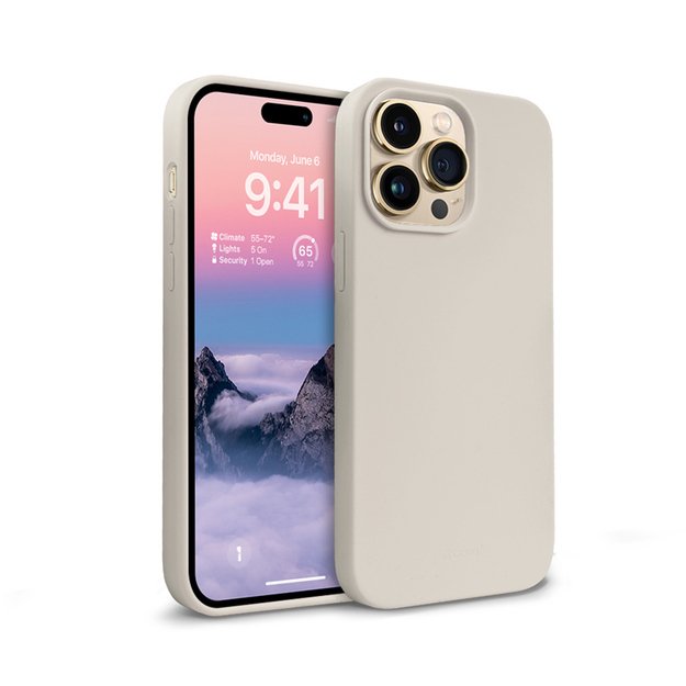 Crong Color Cover Skystas silikoninis dėklas, skirtas iPhone 14 Pro (Stone)