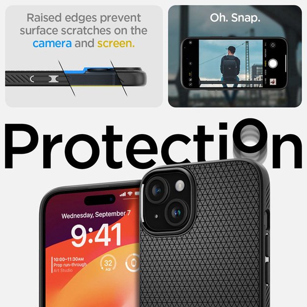 Spigen Liquid Air – dėklas, skirtas iPhone 15 (matinė juoda)