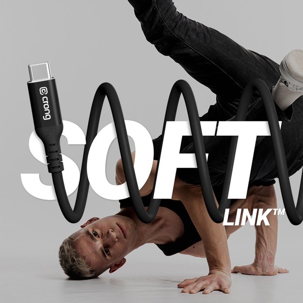 „Crong Soft Link“ – 100 W PD 5A USB-C į USB-C laidas 120 cm (juodas)