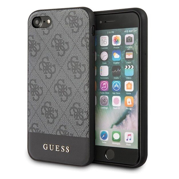 Guess 4G Bottom Stripe Collection – dėklas iPhone SE 2020 / 8 / 7 (pilkas)