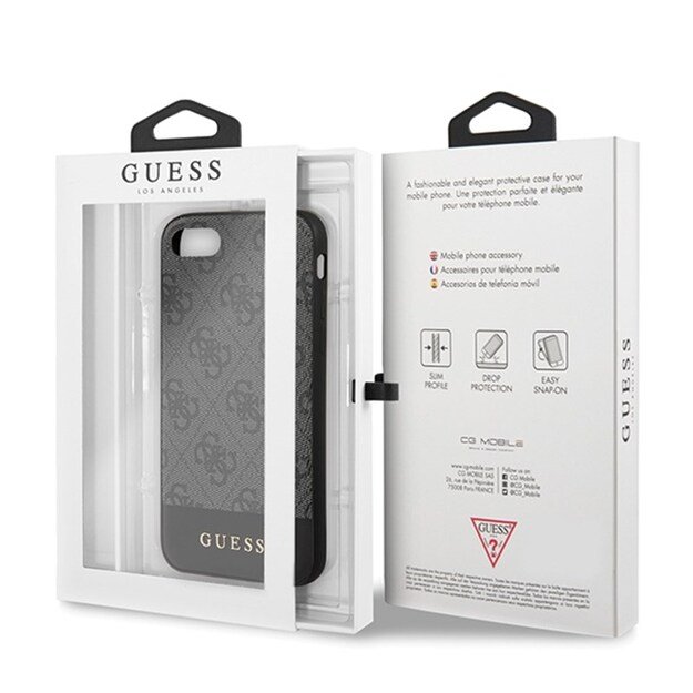 Guess 4G Bottom Stripe Collection – dėklas iPhone SE 2020 / 8 / 7 (pilkas)