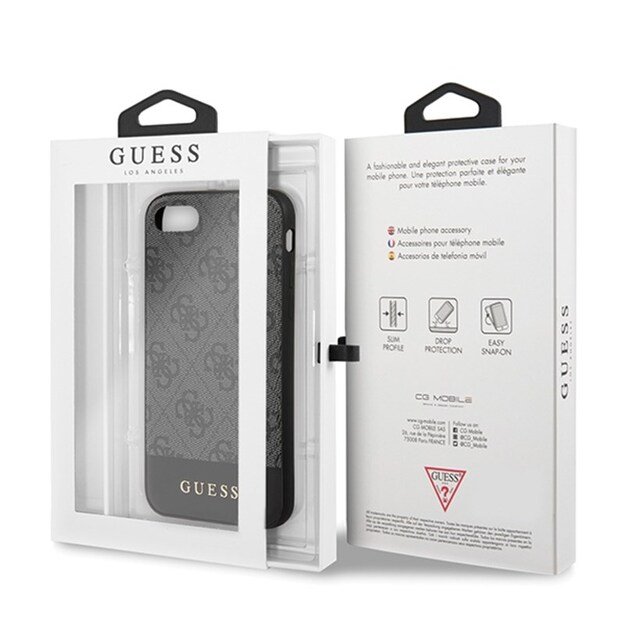 Guess 4G Bottom Stripe Collection – dėklas iPhone SE 2020 / 8 / 7 (pilkas) 14