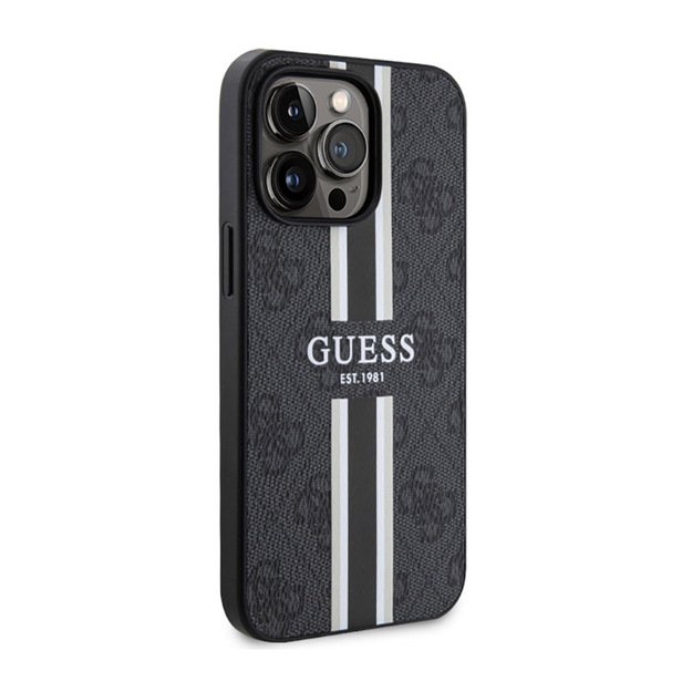 Guess 4G Printed Stripes MagSafe – dėklas, skirtas iPhone 13 Pro (juodas)