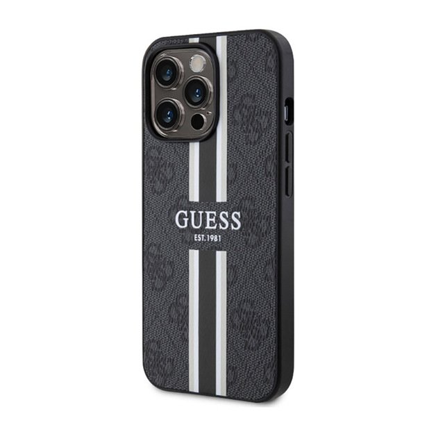 Guess 4G Printed Stripes MagSafe – dėklas, skirtas iPhone 13 Pro (juodas)