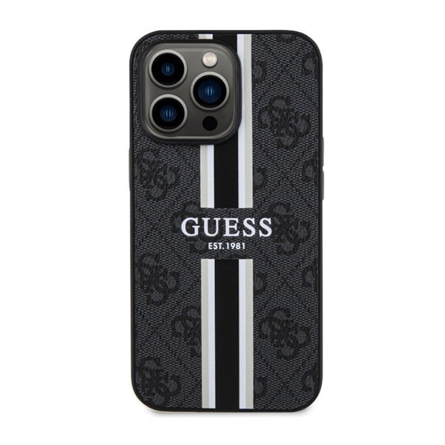 Guess 4G Printed Stripes MagSafe – dėklas, skirtas iPhone 13 Pro (juodas)