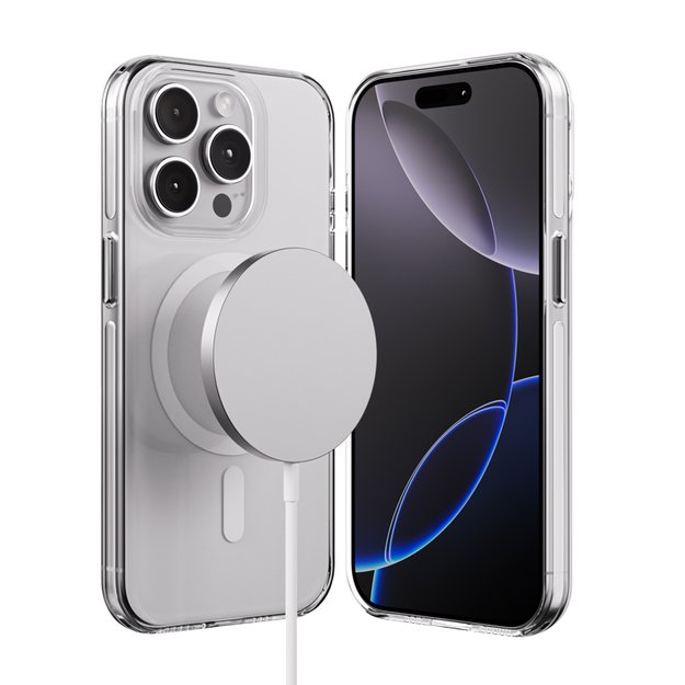 Crong Clear MAG Pro – dėklas iPhone 15 Pro MagSafe (baltas) 1
