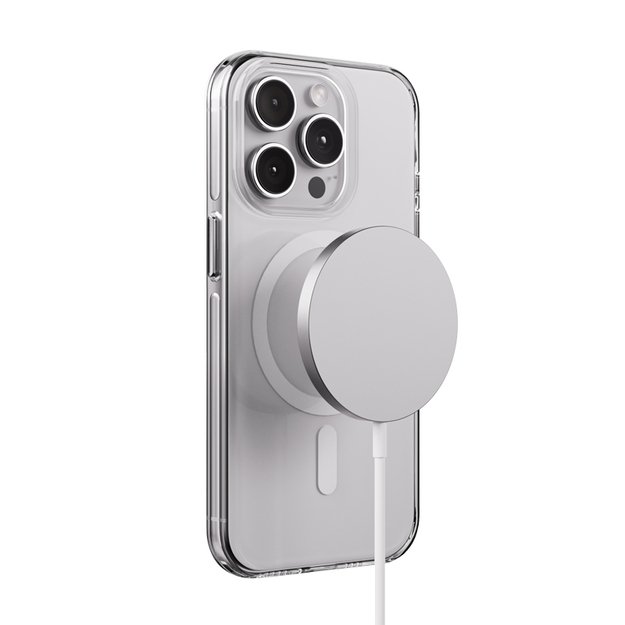 Crong Clear MAG Pro – dėklas iPhone 15 Pro MagSafe (baltas) 5