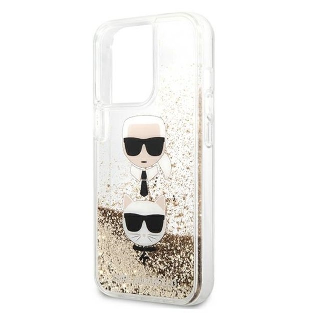 Karl Lagerfeld skysti blizgučiai Karl & Choupette Head – dėklas, skirtas iPhone 13 Pro Max (auksinis) 6