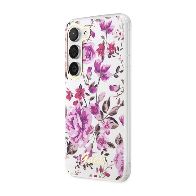 Guess Flower Collection – dėklas, skirtas Samsung Galaxy S23 (baltas)