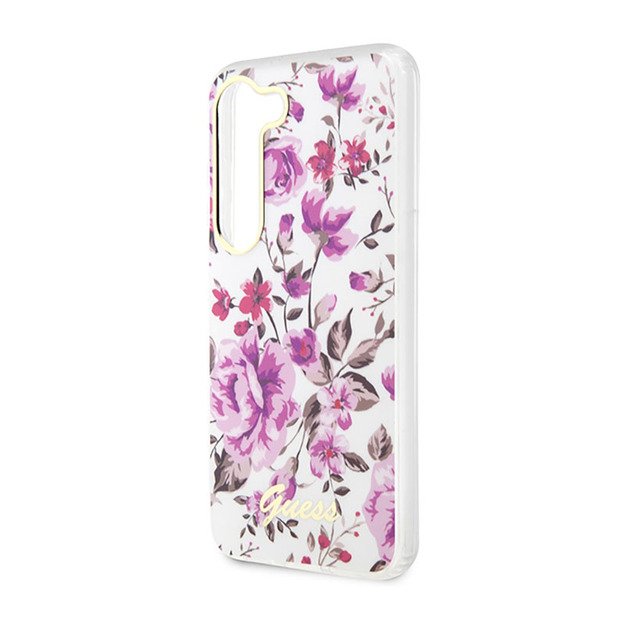 Guess Flower Collection – dėklas, skirtas Samsung Galaxy S23 (baltas)