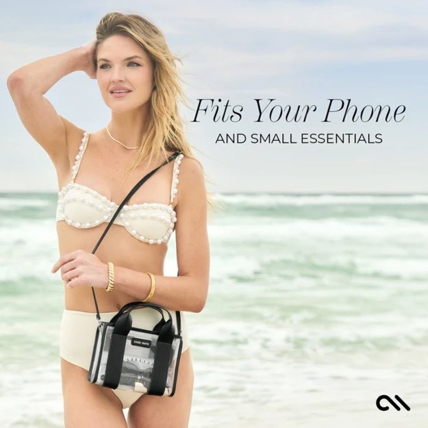 „Case-Mate“ mikro krepšys – vandeniui atsparus pečių krepšys (vidurnakčio juodas / skaidrus) 36