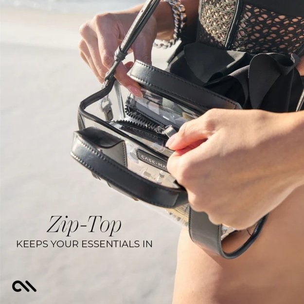 „Case-Mate“ mikro krepšys – vandeniui atsparus pečių krepšys (vidurnakčio juodas / skaidrus) 23