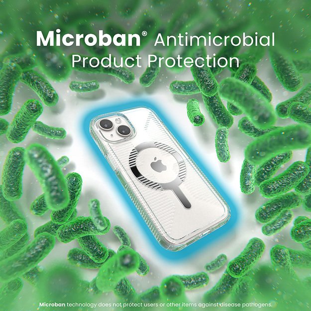 Speck Gemshell Grip + MagSafe – dėklas, skirtas iPhone 16e / iPhone 15 / iPhone 14 / iPhone 13 (Clear / Chrome Finish) 19