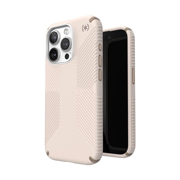 „Speck Presidio2 Grip“ – „iPhone 15 Pro“ dėklas (balintas kaulas / „Heirloom Gold“ / „Hazel Brown“) 1