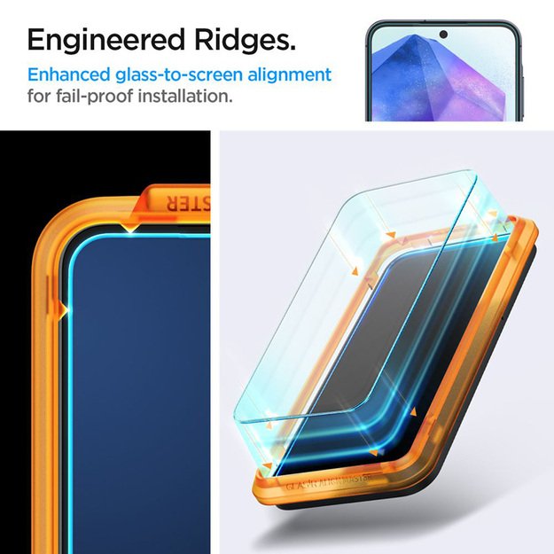Spigen Alm Glas.TR 2-Pack – grūdintas stiklas, skirtas Samsung Galaxy A55 5G (skaidrus) 8
