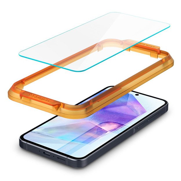 Spigen Alm Glas.TR 2-Pack – grūdintas stiklas, skirtas Samsung Galaxy A55 5G (skaidrus) 5