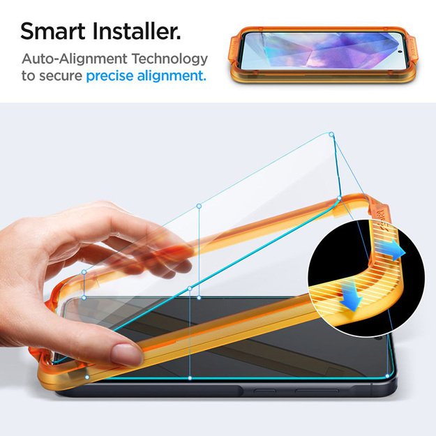 Spigen Alm Glas.TR 2-Pack – grūdintas stiklas, skirtas Samsung Galaxy A55 5G (skaidrus)