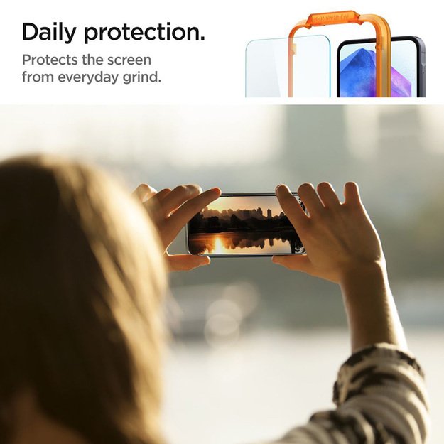 Spigen Alm Glas.TR 2-Pack – grūdintas stiklas, skirtas Samsung Galaxy A55 5G (skaidrus)