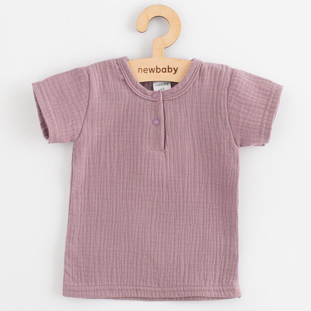 Kūdikių muslino rinkinys Marškinėliai ir kelnės New Baby levandų, 74 (6-9m)