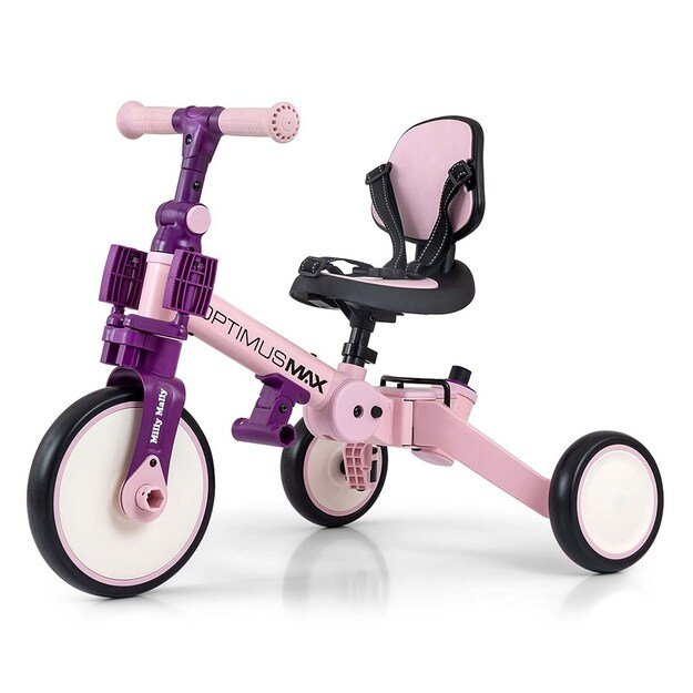 Milly Mally Optimus Max 5in1 tricycle with guide bar pink