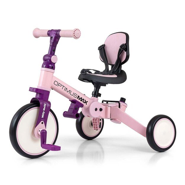 Milly Mally Optimus Max 5in1 tricycle with guide bar pink
