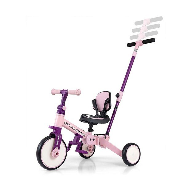 Milly Mally Optimus Max 5in1 tricycle with guide bar pink