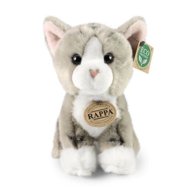 Pliušinis žaislas Rappa - Sėdintis Pilkas Katė 18 cm Ekologiškas 6