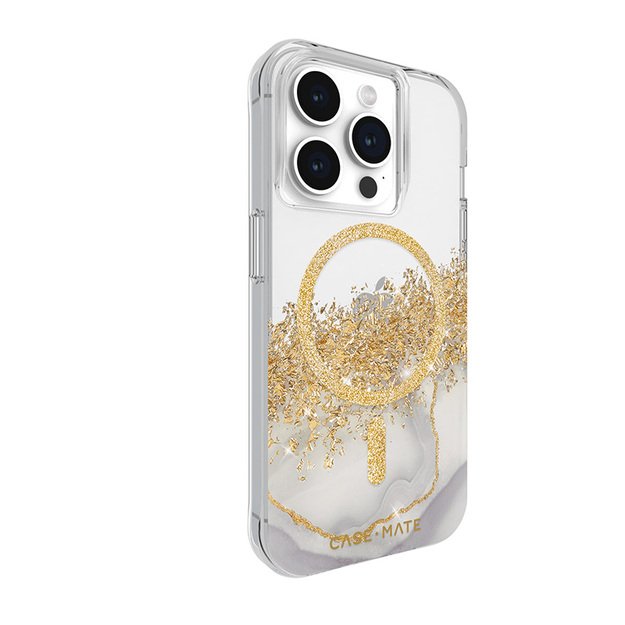 „Case-Mate Karat MagSafe“ – auksu dekoruotas „iPhone 15 Pro“ dėklas (marmuras)